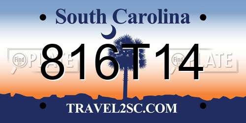 816T14 South Carolina License Plate
