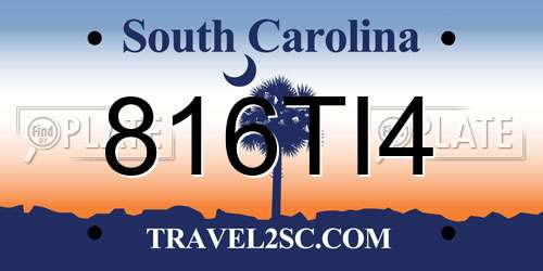816TI4 South Carolina License Plate