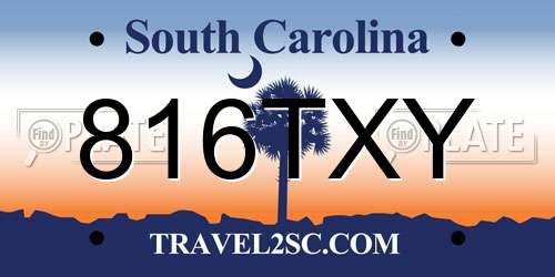 816TXY South Carolina License Plate
