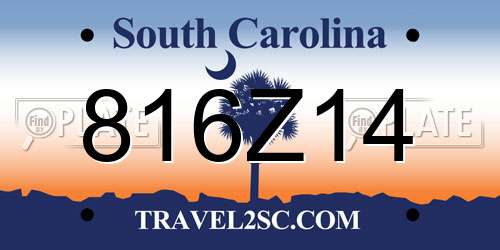 816Z14 South Carolina License Plate
