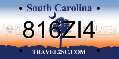 816ZI4 South Carolina License Plate