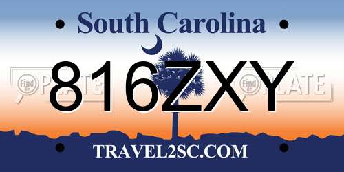 816ZXY South Carolina License Plate