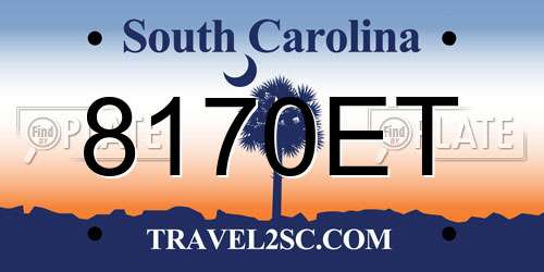 8170ET South Carolina License Plate
