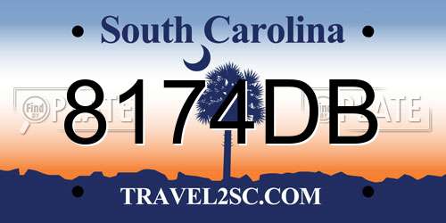 8174DB South Carolina License Plate