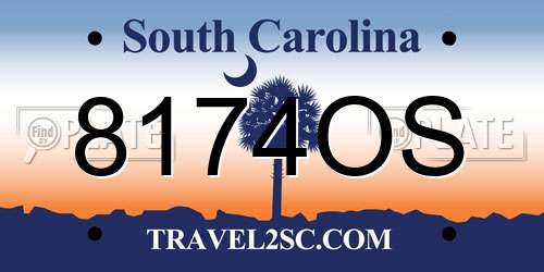 8174OS South Carolina License Plate