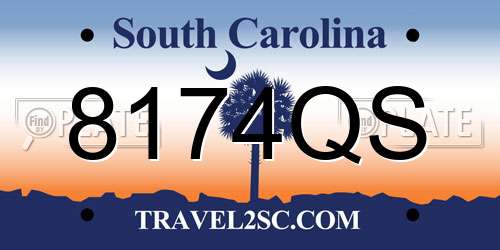 8174QS South Carolina License Plate