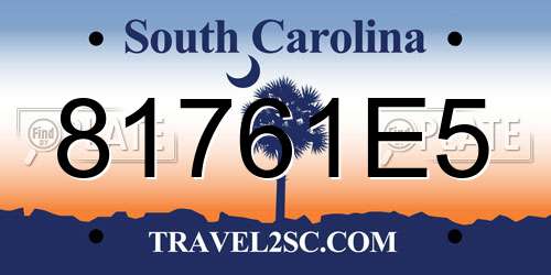 81761E5 South Carolina License Plate