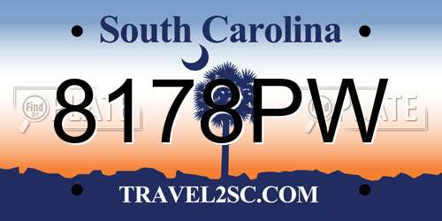 8178PW South Carolina License Plate