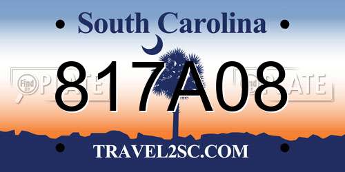 817A08 South Carolina License Plate