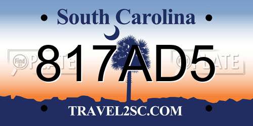 817AD5 South Carolina License Plate