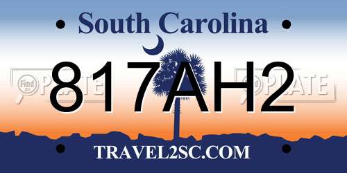 817AH2 South Carolina License Plate