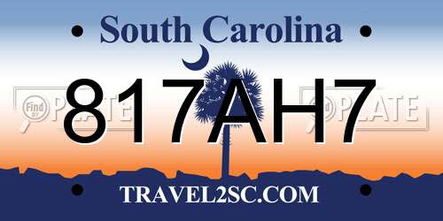 817AH7 South Carolina License Plate