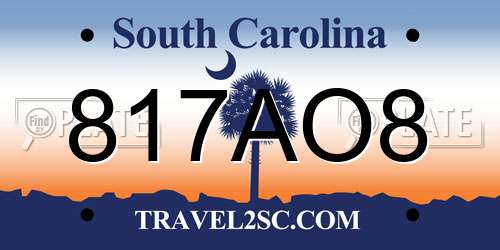817AO8 South Carolina License Plate