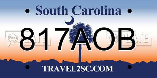 817AOB South Carolina License Plate