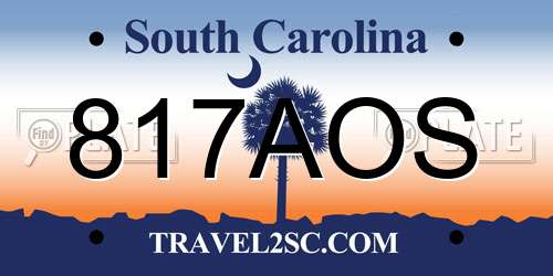 817AOS South Carolina License Plate