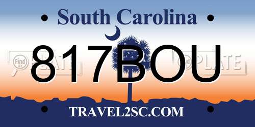 817BOU South Carolina License Plate