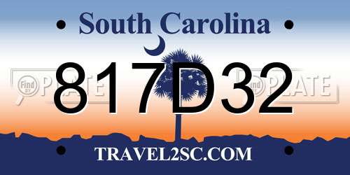 817D32 South Carolina License Plate