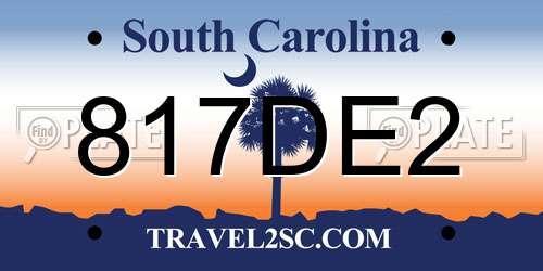 817DE2 South Carolina License Plate