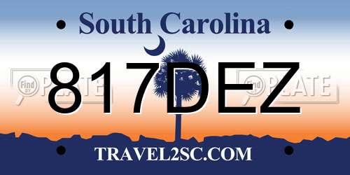 817DEZ South Carolina License Plate