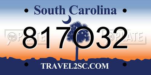 817O32 South Carolina License Plate