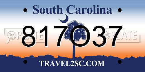 817O37 South Carolina License Plate