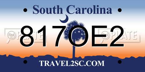 817OE2 South Carolina License Plate