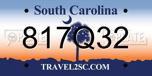 817Q32 South Carolina License Plate