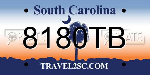 8180TB South Carolina License Plate