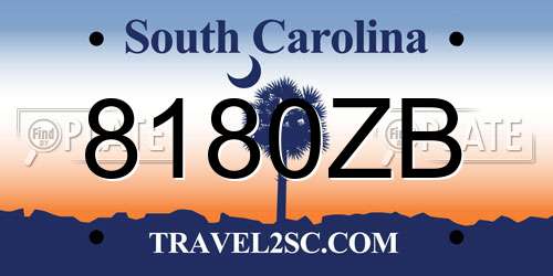 8180ZB South Carolina License Plate