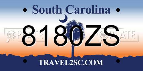 8180ZS South Carolina License Plate