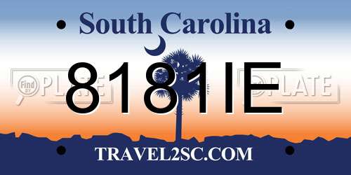 8181IE South Carolina License Plate
