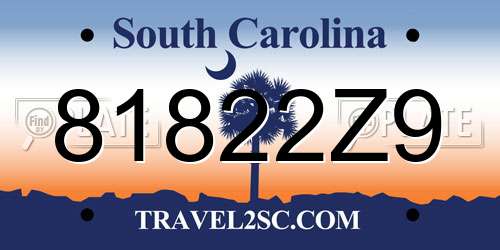 81822Z9 South Carolina License Plate