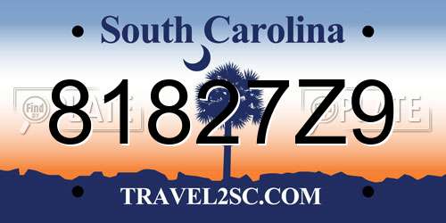 81827Z9 South Carolina License Plate