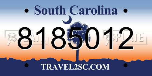 8185012 South Carolina License Plate