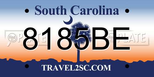 8185BE South Carolina License Plate