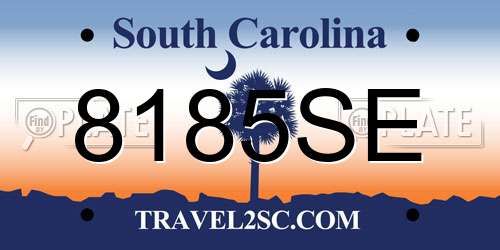 8185SE South Carolina License Plate