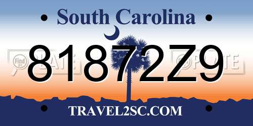 81872Z9 South Carolina License Plate