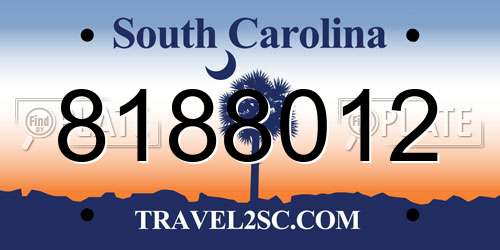 8188012 South Carolina License Plate