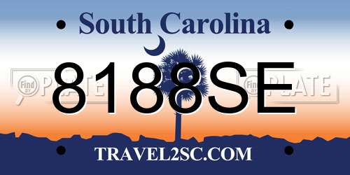 8188SE South Carolina License Plate