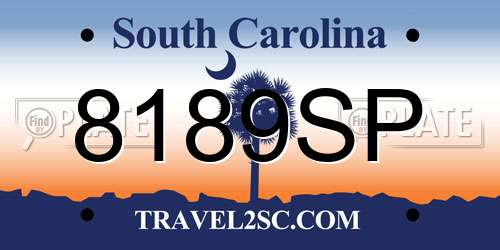 8189SP South Carolina License Plate