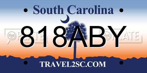 818ABY South Carolina License Plate
