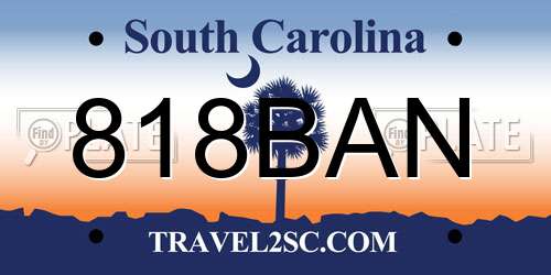 818BAN South Carolina License Plate