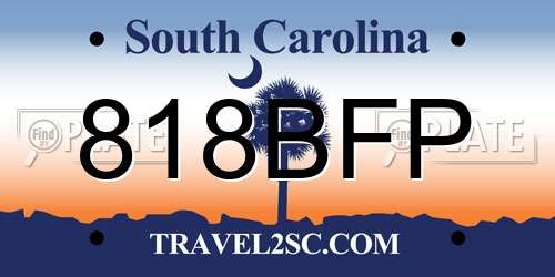 818BFP South Carolina License Plate