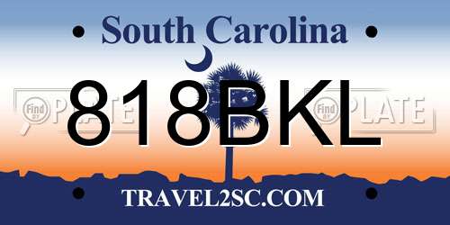 818BKL South Carolina License Plate