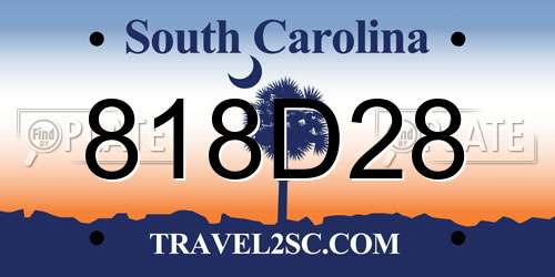 818D28 South Carolina License Plate
