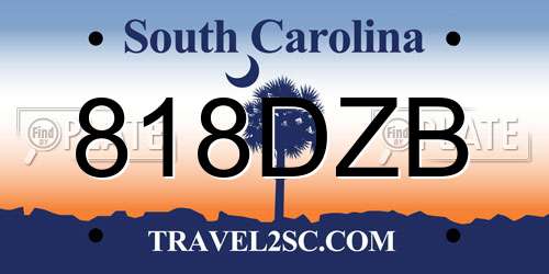 818DZB South Carolina License Plate