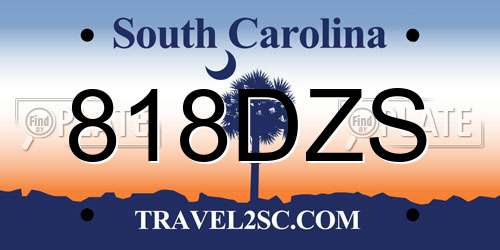 818DZS South Carolina License Plate
