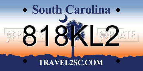 818KL2 South Carolina License Plate
