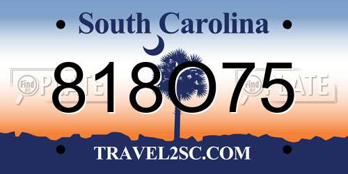 818O75 South Carolina License Plate
