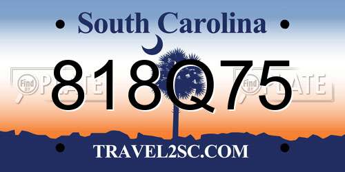 818Q75 South Carolina License Plate